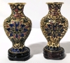 Pair of Miniature Lucky Cloisonne Vases on Stands with box - 2