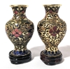 Pair of Miniature Lucky Cloisonne Vases on Stands with box - 3