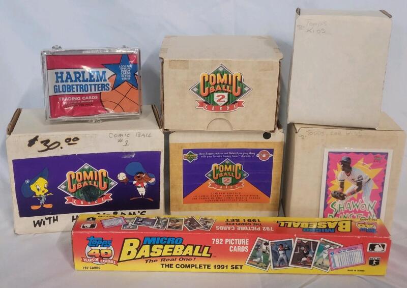 Kids Trading Card Lot . Topps Micro Baseball Cards , 1992 Topps Kids Cards , Harlem Globetrotters Cards & UD Looney Tunes Trading Cards