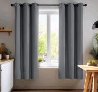 New Deconovo Blackout Room Darkening Thermal Insulated Curtains, Energy Efficient & Noise Reducing Grommet Window Drapes, 42x63 Inch, 2 Panels, Light Grey