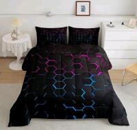 New Size 200cm &times; 229cm Geometric Honeycomb Comforter with 2&times; 51cm &times; 75cm Queen Size Pillow Cases