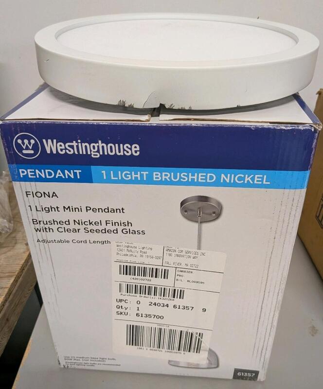 2 New Lights. 1 Noma Integrated Flush Light (with minor commetic damage) and 1 Westing a house Fiona Mini Pendant Light.