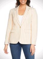 New Size MED Women's PHILOSOPHY Striped Linen Blazer