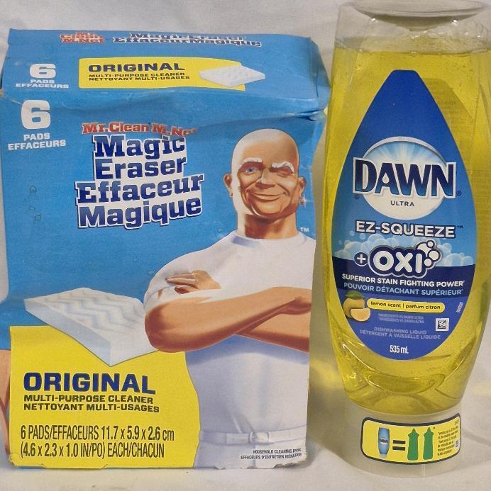 2 New Cleaning Products - 6 Mr. Clean Magic Eraser Pads & Dawn Oxi Dish Soap