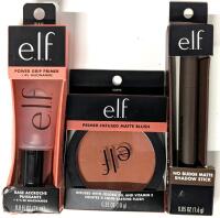 3 New E.L.F. : Power Grip Primer (Clear), Primer-Infused Matte Blush (Always Rosy) & No Budge Matte Shadow Stick (Cool Beans)