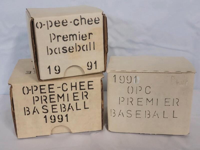 Three (3) 1991 O Pee Chee Premier MLB Baseball Trading Card Sets . All sets appear complete