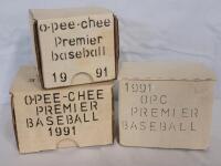 Three (3) 1991 O Pee Chee Premier MLB Baseball Trading Card Sets . All sets appear complete