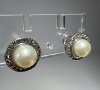 NISHI Fresh Water Pearl Earrings Necklace Sterling White Topaz Set - 2