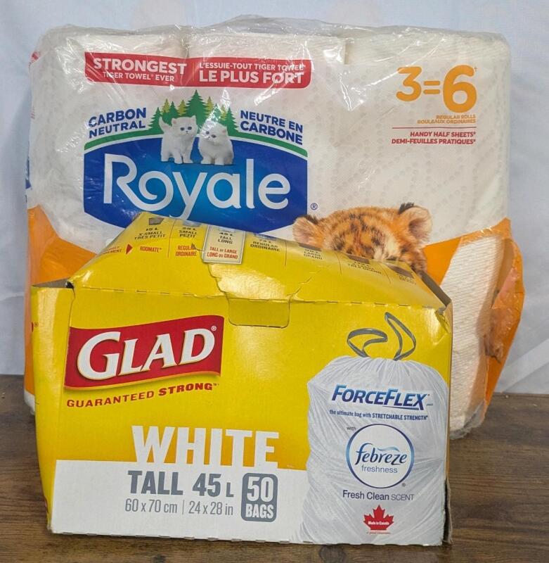 New: Paper Towels and Garbage Bags - 45L Tall Bags