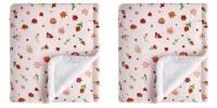 2 New DaysU Plush Flannel Floral Sherpa Baby Blankets, 30" &times; 40"