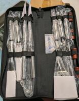 New Amazon Basics 11 Piece Steel Barbecue Grilling tool Set with Carry Bag.