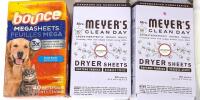 3 As-New Opened Packs Dryer Sheets : MEYER'S Clean Day Lavender Scented & Bounce Mega Sheets