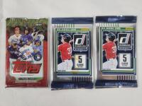 2022 Topps MLB Baseball Sealed Trading Card Wax Pack & 2025 Panini Donruss MLB Baseball Sealed Trading Card Wax Packs . Three (3) Sealed Packs