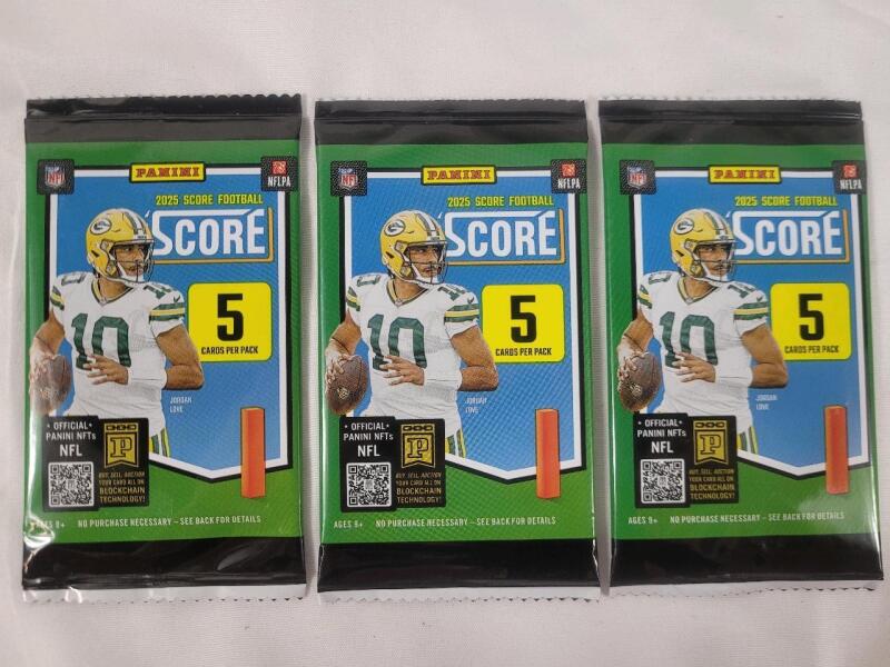 2025 Panini Score NFL Football Sealed Trading Card Wax Packs , Three (3) Packs
