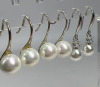 Three 925 sterling Pearl Earrings Lariat Pearl Rhinestone Necklace - 5