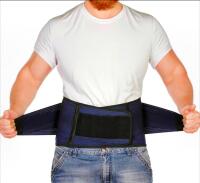 New Size LG (38-45") AVESTON Back Support Lower Back Brace, Back Pain Relief, Thin Breathable Rigid 6 Rib Adjustable Lumbar Support Belt
