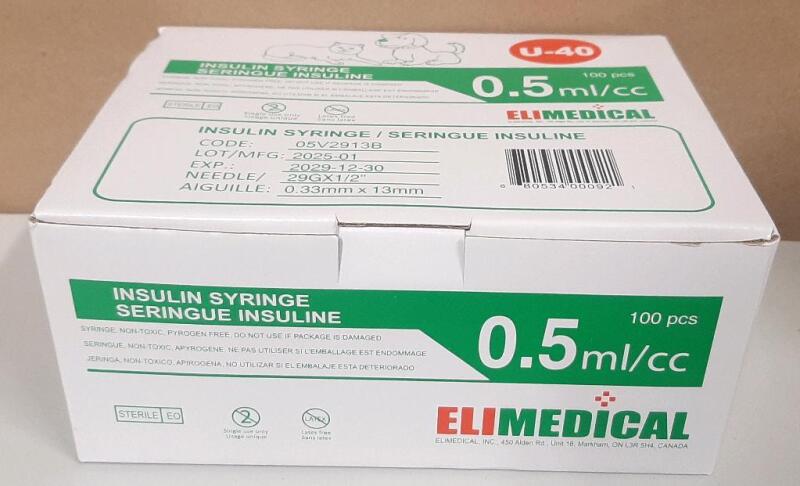 New Pack of 0.5 ml/cc Insulin Syringes