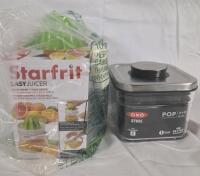 2 New Kitchen Accessories OXO Steel Pop Container & Starfrit Easy Juicer