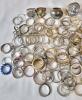 150+ Various Size Rings & Wooden Jewelry Box . - 2