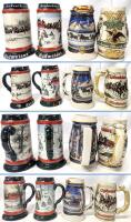 4 Vintage 1990, 1991, 2000 + Undated 1983 Holiday Steins, Handmade Collectables, 6.5" - 7" Tall Each, No Chips or Cracks