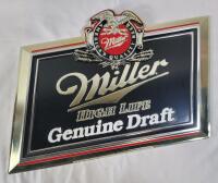 Miller High Life Genuine Draft Plastic Bar Wall Sign . Measures 14.5"&times;12" .
