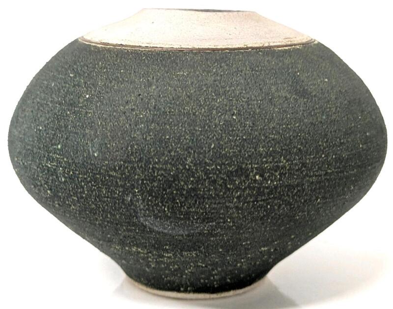 Signed Vintage Raku-Fired Textured Pottery Vase, 4" Tall, No Chips or Cracks