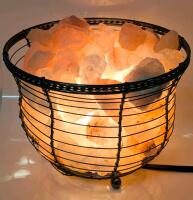 Neat Brazier-Style Himalayan Salt Chunk Lamp With Dimmer Switch, 5.75" Tall
