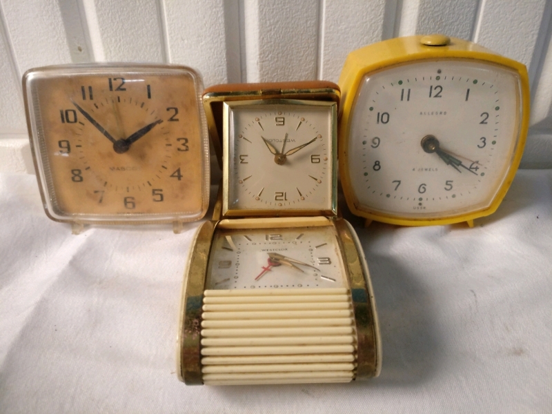 4 Vintage Desktop Alarm Clocks - As Is