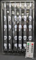 New Gothic Skulls 6 Pack Flameless Black Candles, Real Wax 11'' LED Battery Operated Candle with Remote and Timer Function