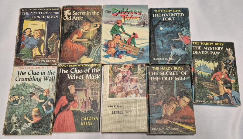 9 Vintage Collectible Hardcover Nancy Drew, Hardy Boys, Little Women, The Bobbsy Twins Books