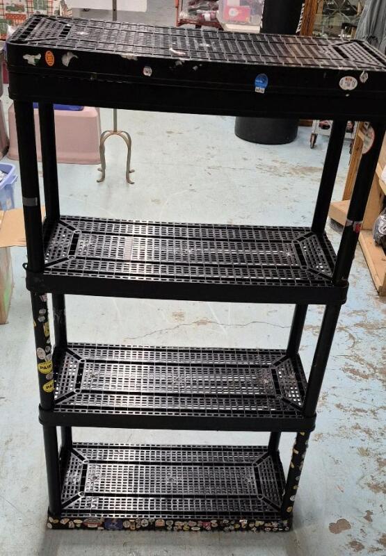 4 Tier Plastic Storage Shelf - 32" L x 13.5" W x 57" H
