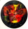 Striking Mid Century Modern SEETUSEE Canada by Mayfair Painted Pig Skin Leather-Backed Art Glass Display Plate, 12" Diameter