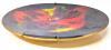 Striking Mid Century Modern SEETUSEE Canada by Mayfair Painted Pig Skin Leather-Backed Art Glass Display Plate, 12" Diameter - 2