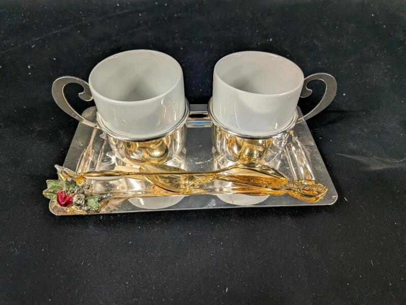 Vintage Demitasse Coffee Set. Tray measure 6.25" long