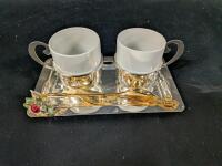 Vintage Demitasse Coffee Set. Tray measure 6.25" long