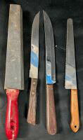 3 Knives with Whetstone. Longest knife is 13.5"