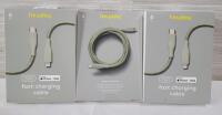 Three (3) New Heyday 6ft. Lightning to USB-A Charging Cables for iPhone & iPad Devices .