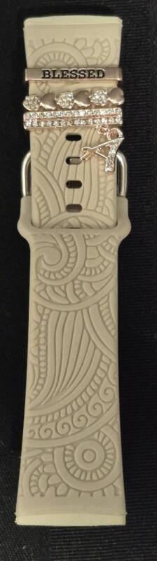 New Fitbit Silicone Watch Band - Blessed with Initial "A"