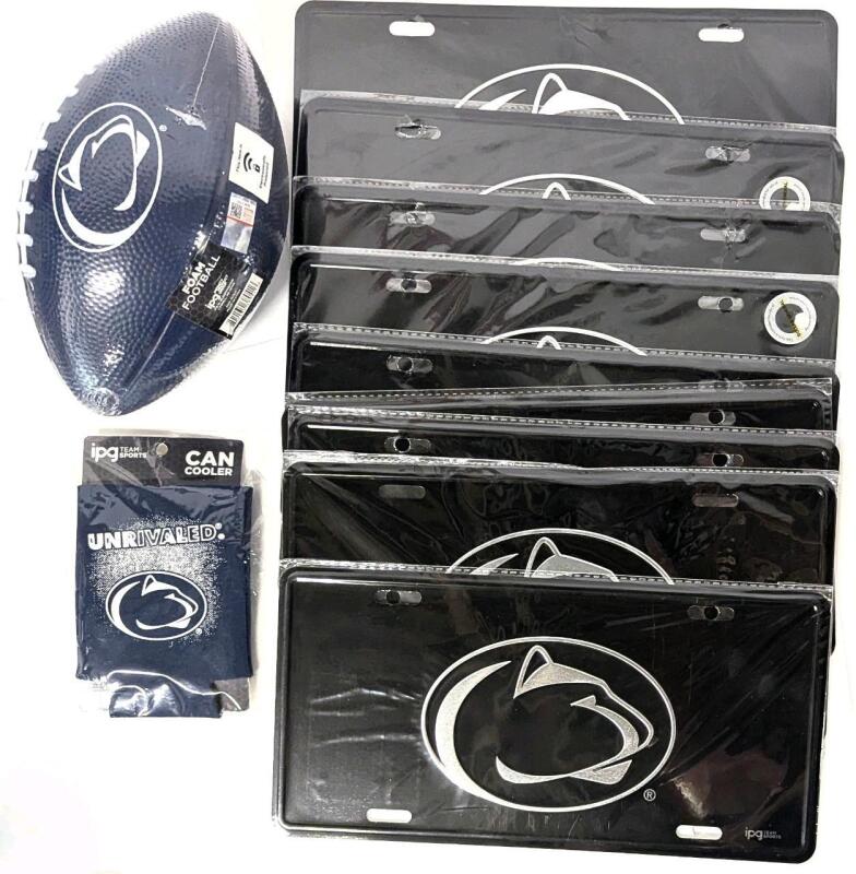 New NCAA PENN STATE NITTANY LIONS Fan Finds: 9 Metal License Plates, Can Cooler Coozie & Foam Football