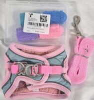 New sz Small Pet Harness with Leash & 4 New Pet Finger Dental Toothbrushes