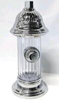 Neat Godinger Silver Art Co. Fire Hydrant Liquor Dispenser, Press Button On Top, Liquid Pours From Side Spout, 14" Tall