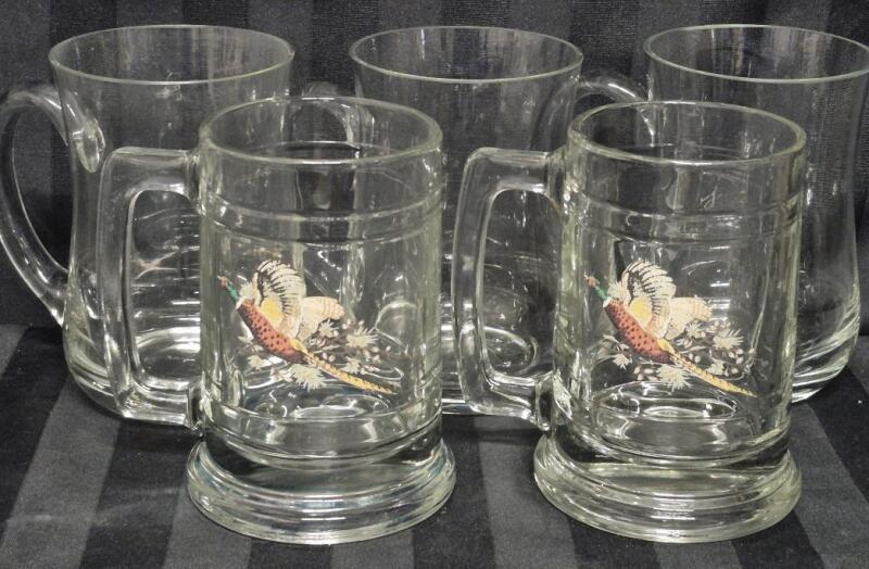 5 Vintage Glass Mugs/Steins -