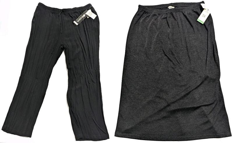 2 New Size 3XL Women's Elastic Waist Pants With Drawstring & Skirt by Sag Harbor & Notations