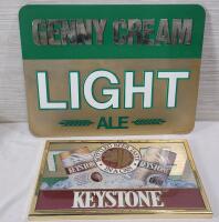 Gunny Cream Light Ale Bar Wall Sign - 18.5"&times;13 &frac34;" & Keystone Beer Wall Mirror Bar Sign - 15"&times;10"