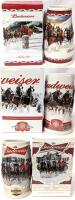 As-New 2010, 2011, 2014 BUDWEISER Holiday Steins, Handmade Collectables With Certificates of Authenticity, Approx 7.25" Tall Each