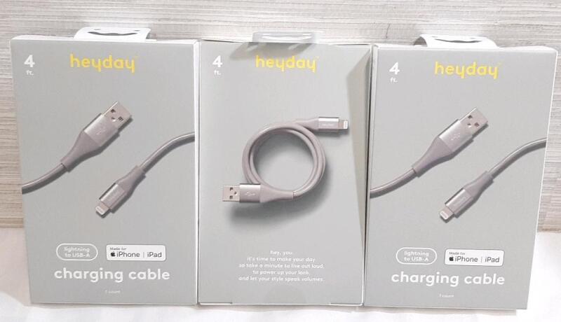 3 New Heyday 4ft Lightning to USB-A Charging Cables