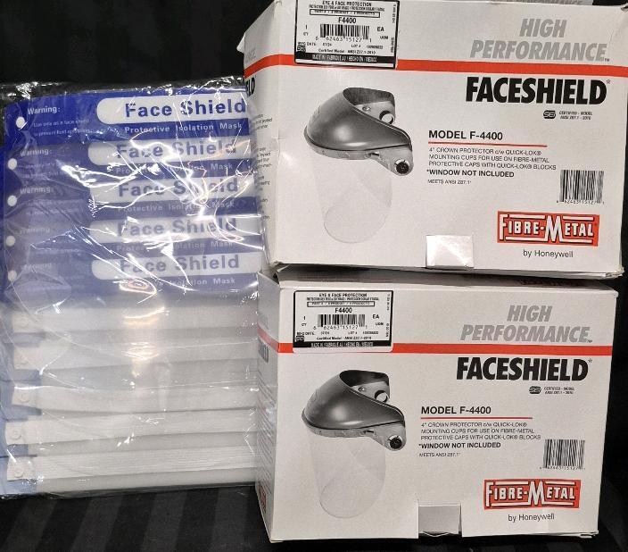 New Face Shields & 2 Protective Eye & Face Shields (windows Not Included)