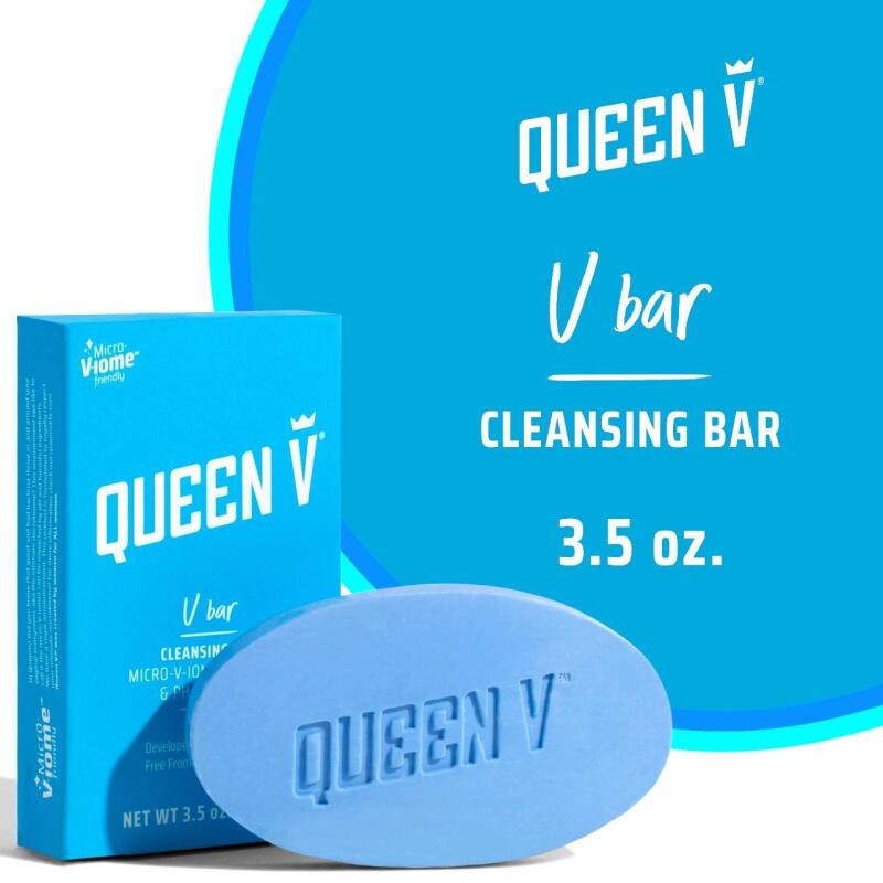 New Queen V - V Bar - Soapless Cleansing Bar For One's Private Areas, PH Balanced, Developed with Gynecologist, Wild Berry Scent, Paraben-Free, 3.5 oz