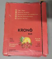 [BB 2025 JA 11] 12-Pack Krono Bar Vegan Energy Bar - Strawberry & Pineapple . All Bars Individually Sealed