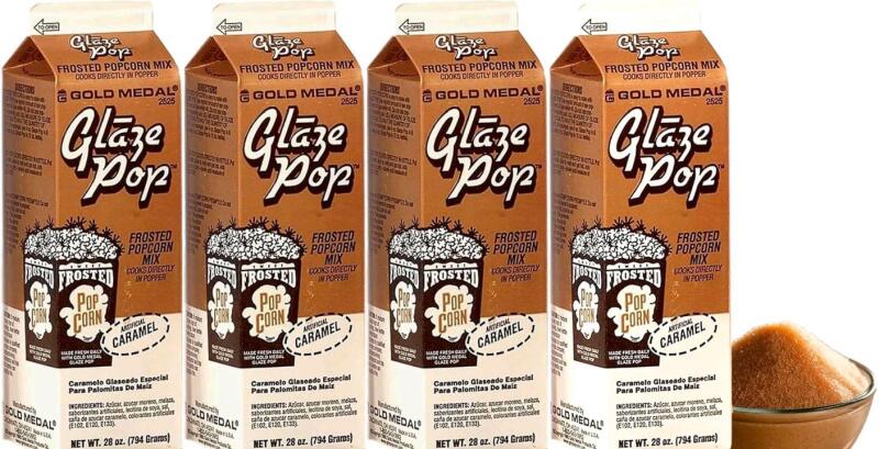 4 New Gold Metal Caramel GLAZE POP Popcorn Coating Mixes [EXP 05/2027]